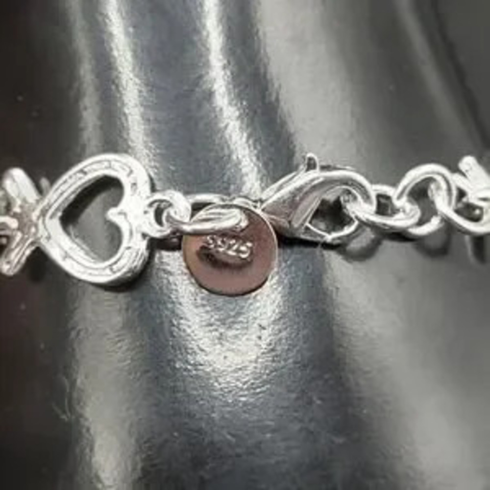 925 Silver Heart Charm Bracelet Vintage BOHO Retro Anniversary Birthday Gift NEW